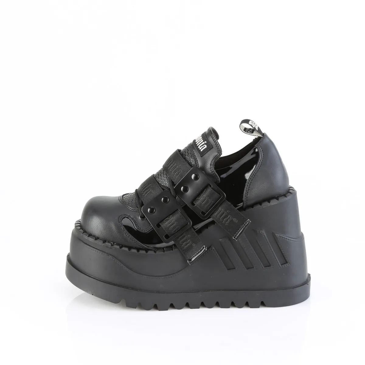 4 Inch Wedge Platform STOMP-28 Black Patent-Vegan Leather