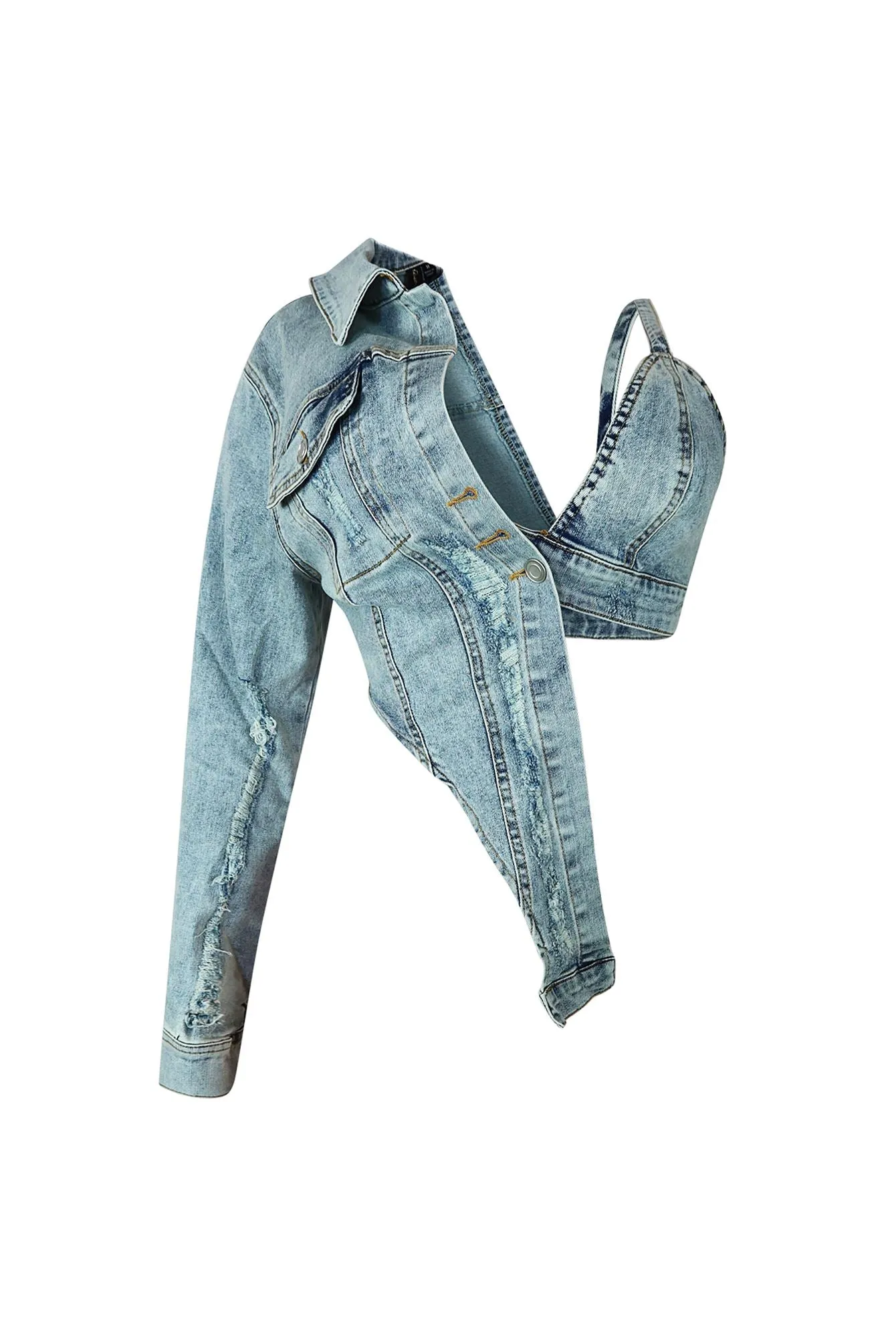 Ajay Unbalanced Denim Top