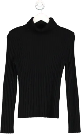 almada label Black Ribbed Cashmere And Merino Wool Turtle Neck Sweater UK S