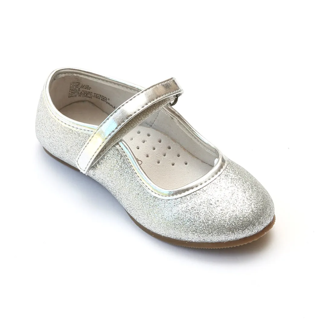 Angel Girls Ankle Strap Glitter Flats