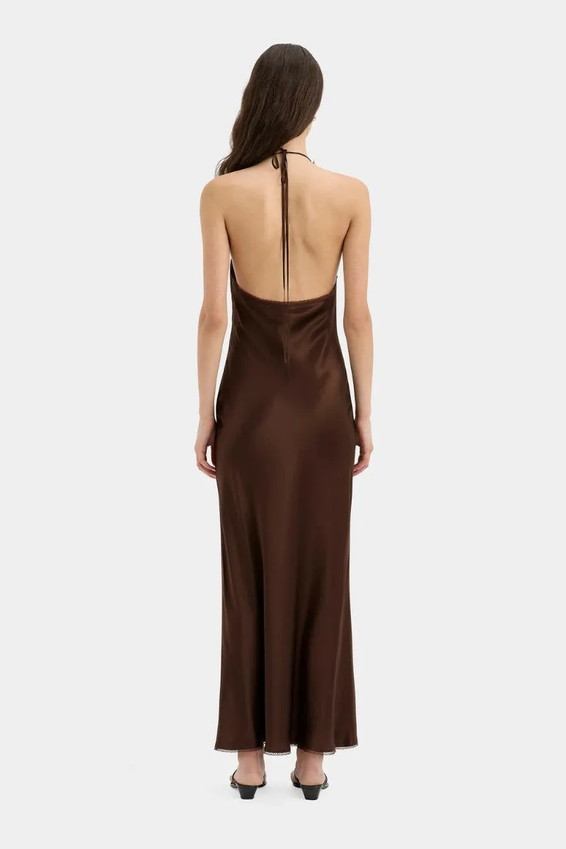 ARIES HALTER GOWN-CHOCOLATE