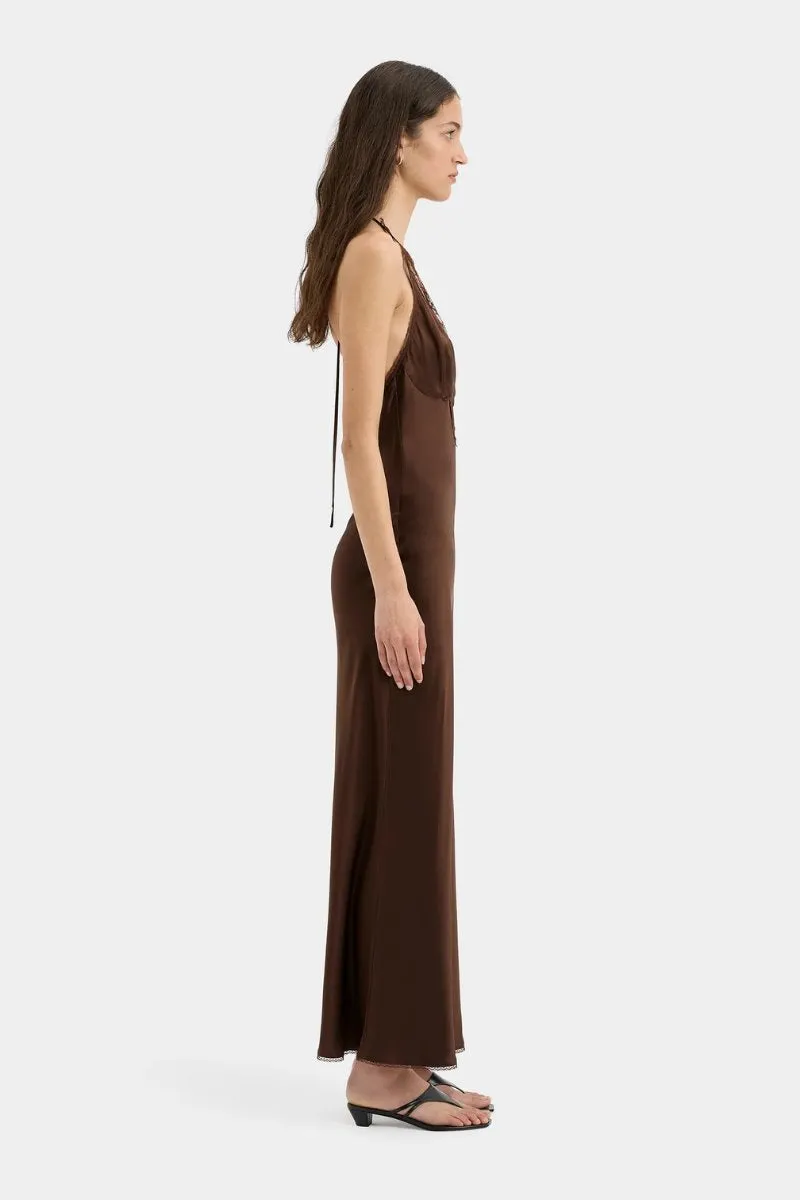 ARIES HALTER GOWN-CHOCOLATE