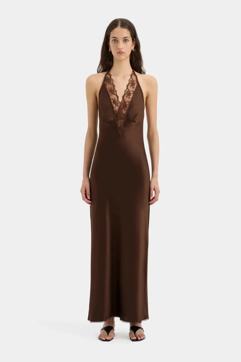 ARIES HALTER GOWN-CHOCOLATE