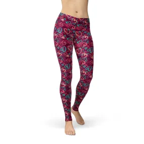 Avery Magenta Hearts Leggings