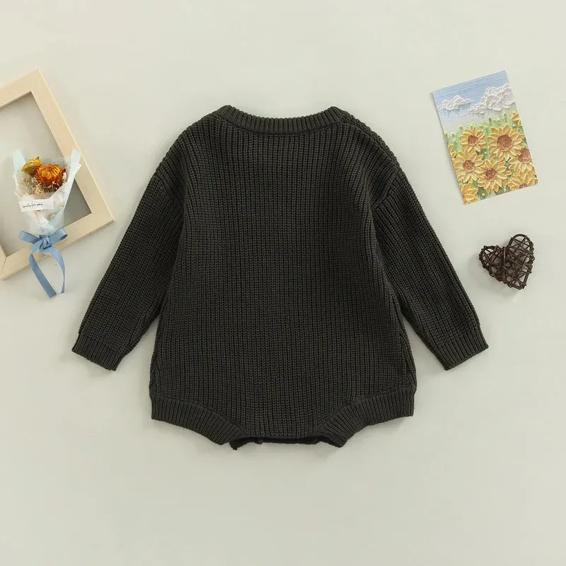 Baby Deluxe Sweater Knit Long Sleeve Romper Onesie Layette