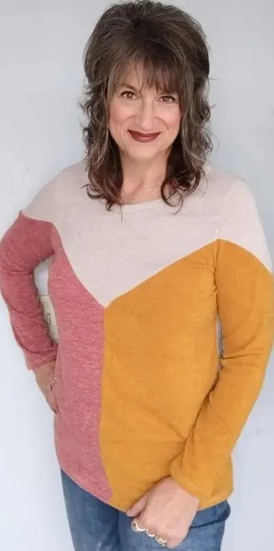 Bibi Colorblock Top in Rust and Mustard