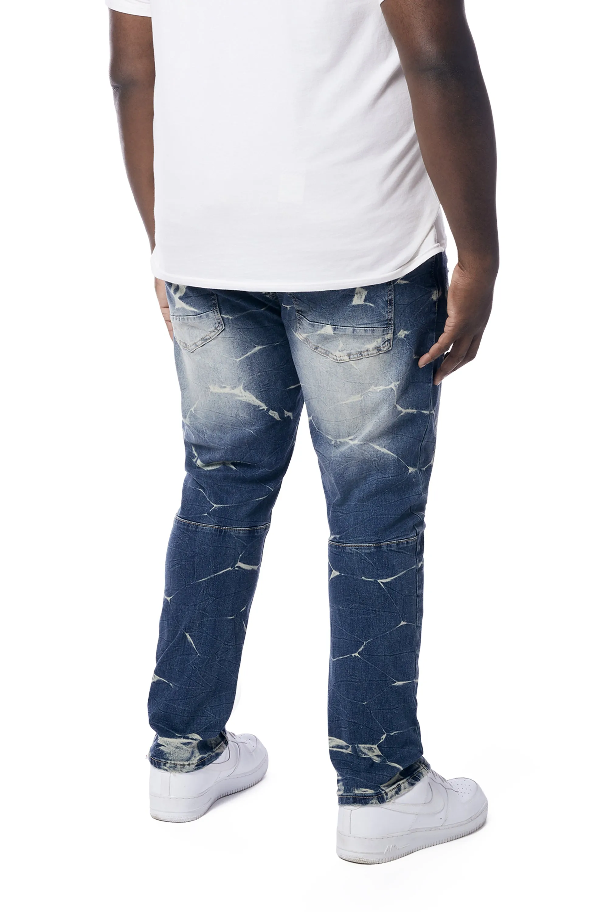 Big and Tall - Rip & Repaired Lightning Washed Denim Jeans - Westport Blue