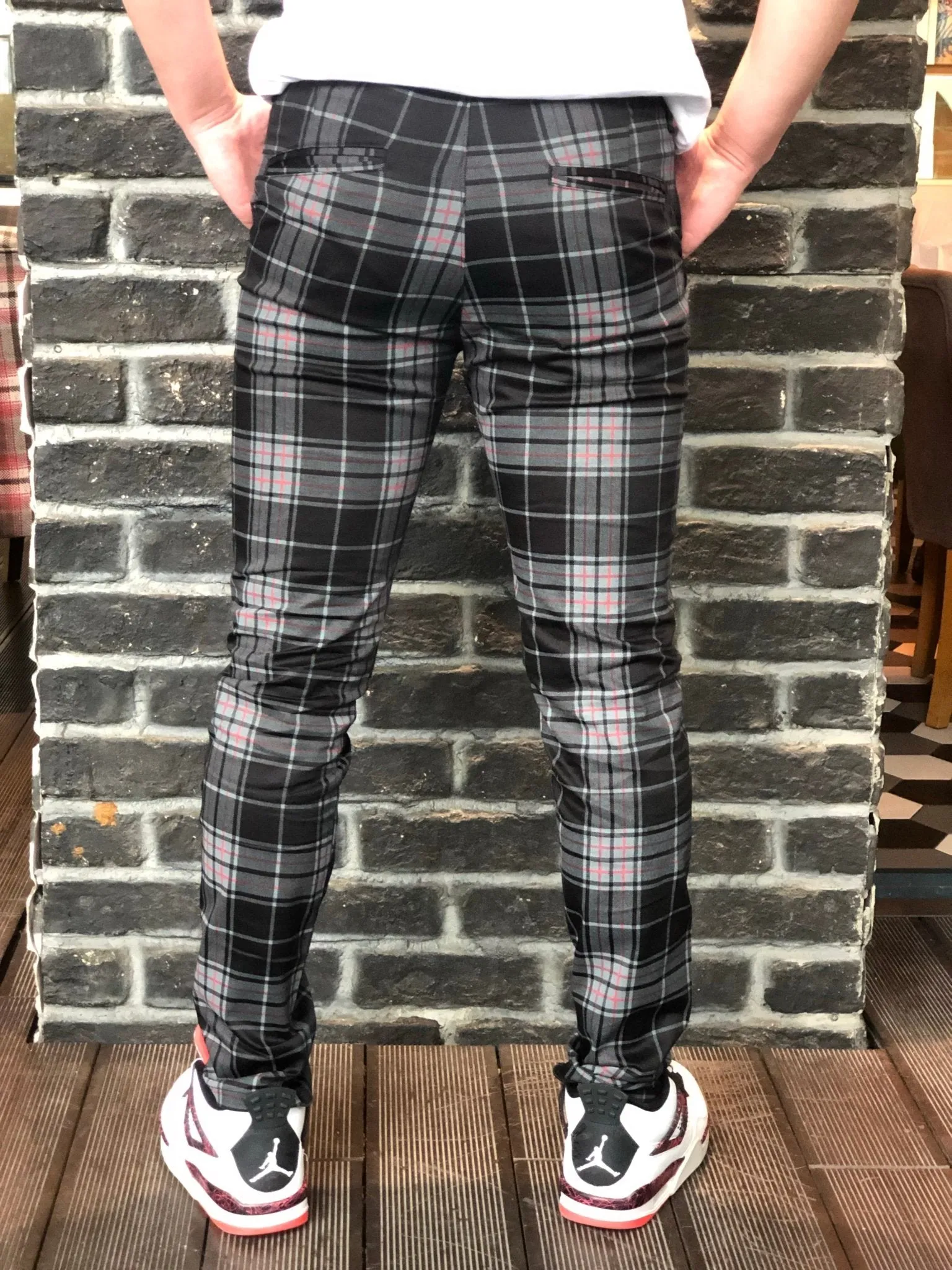 Black Gray Mixed Colour Checkered Slim Fit Casual Pant DJ124 Streetwear Pant