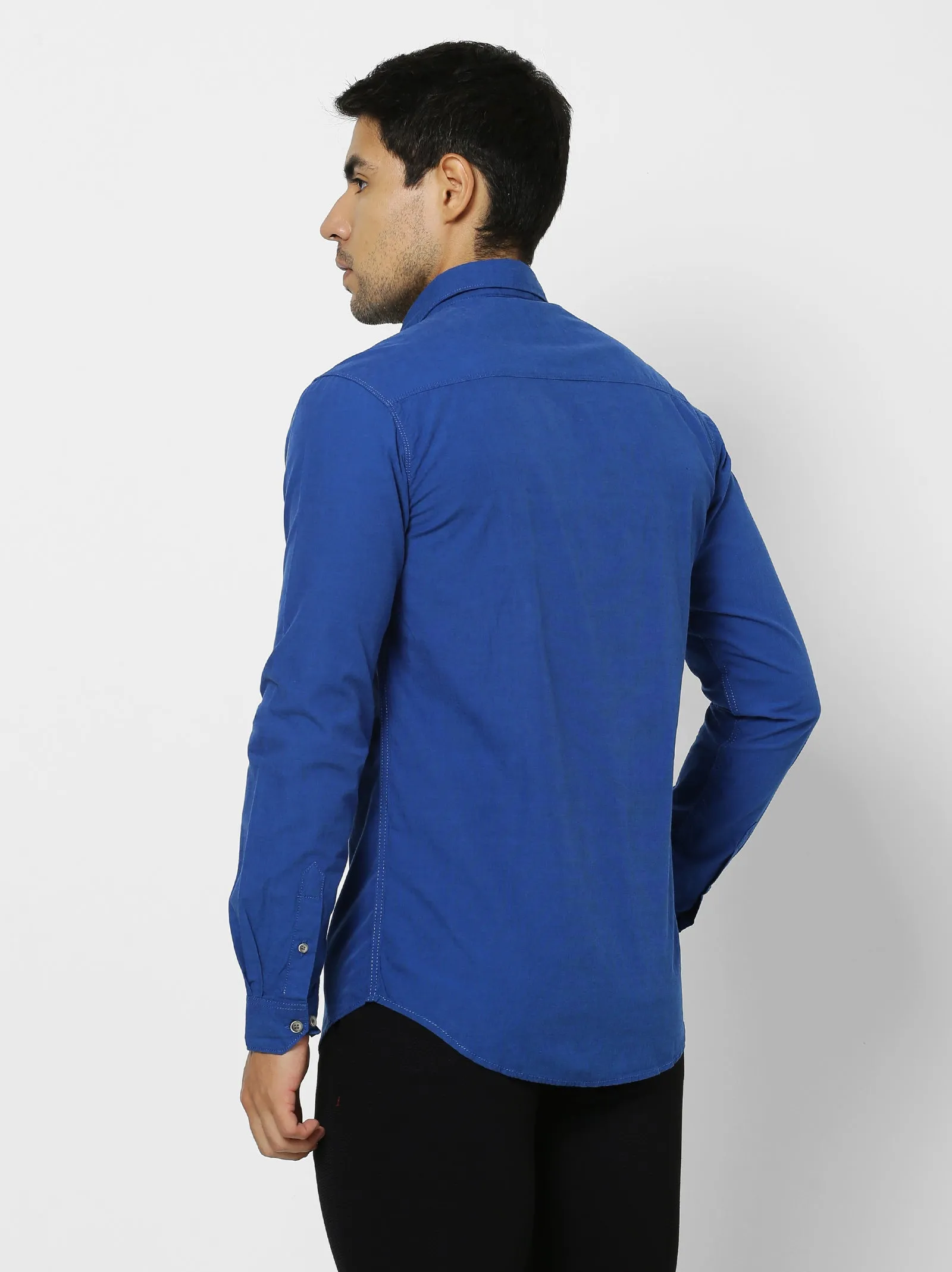 Blue Solid Casual Shirt