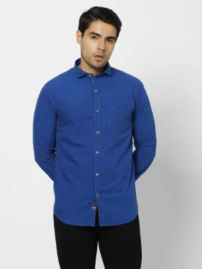 Blue Solid Casual Shirt