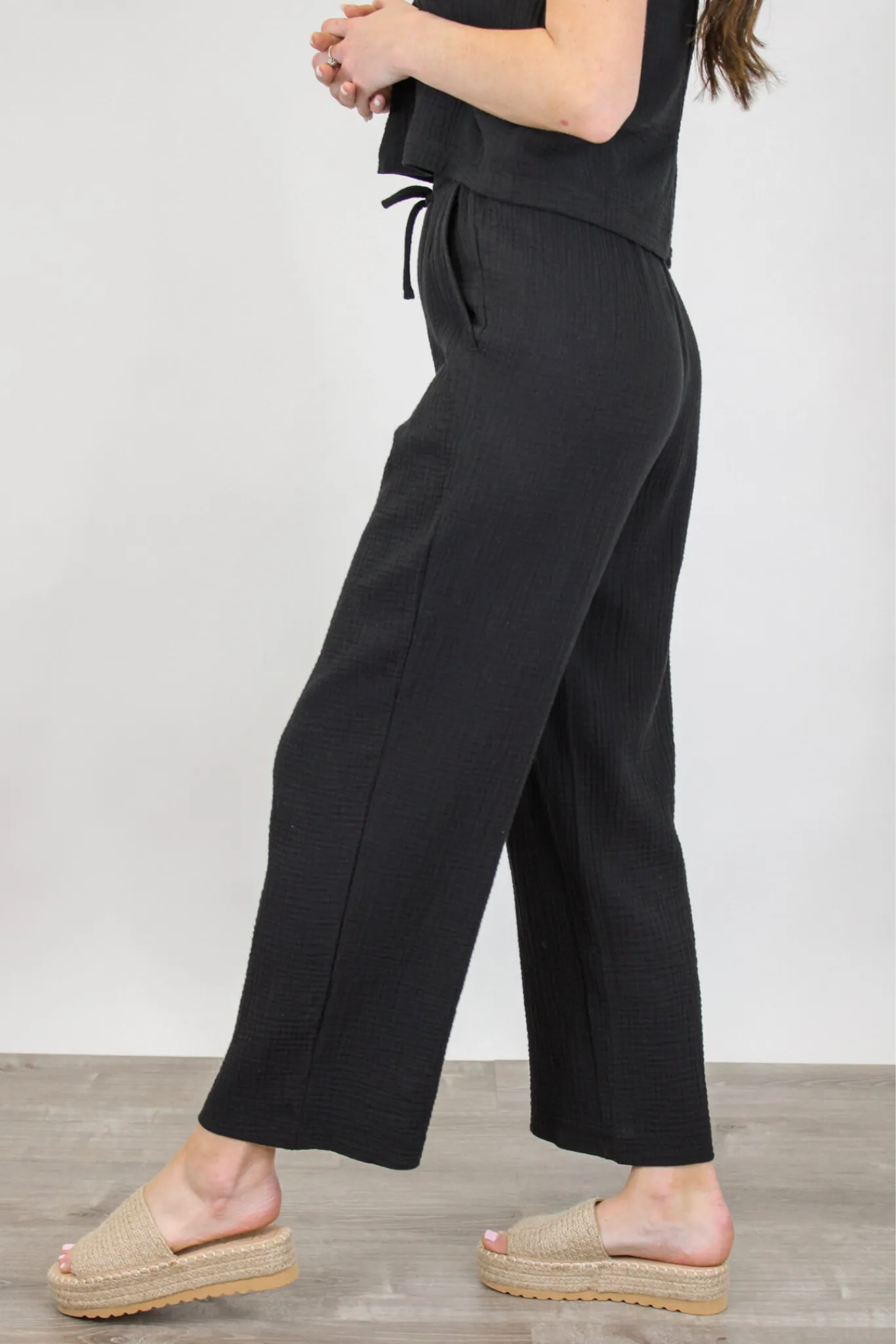 Bondi Gauze Pant in Black by Z Supply