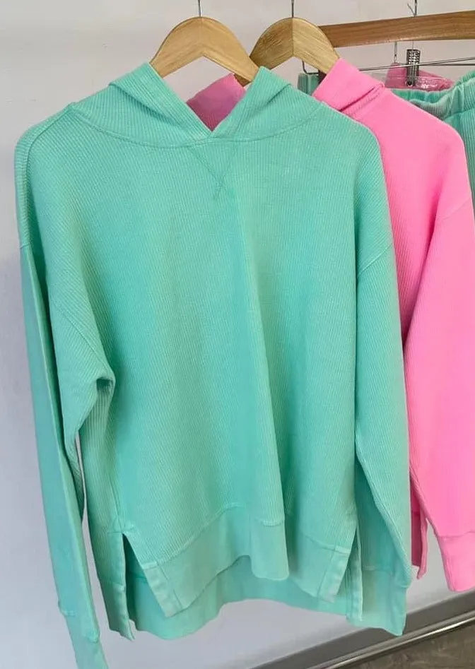 BRAYLEE RIBBED HOOODED SWEATSHIRTS 3 COLOR OPTIONS