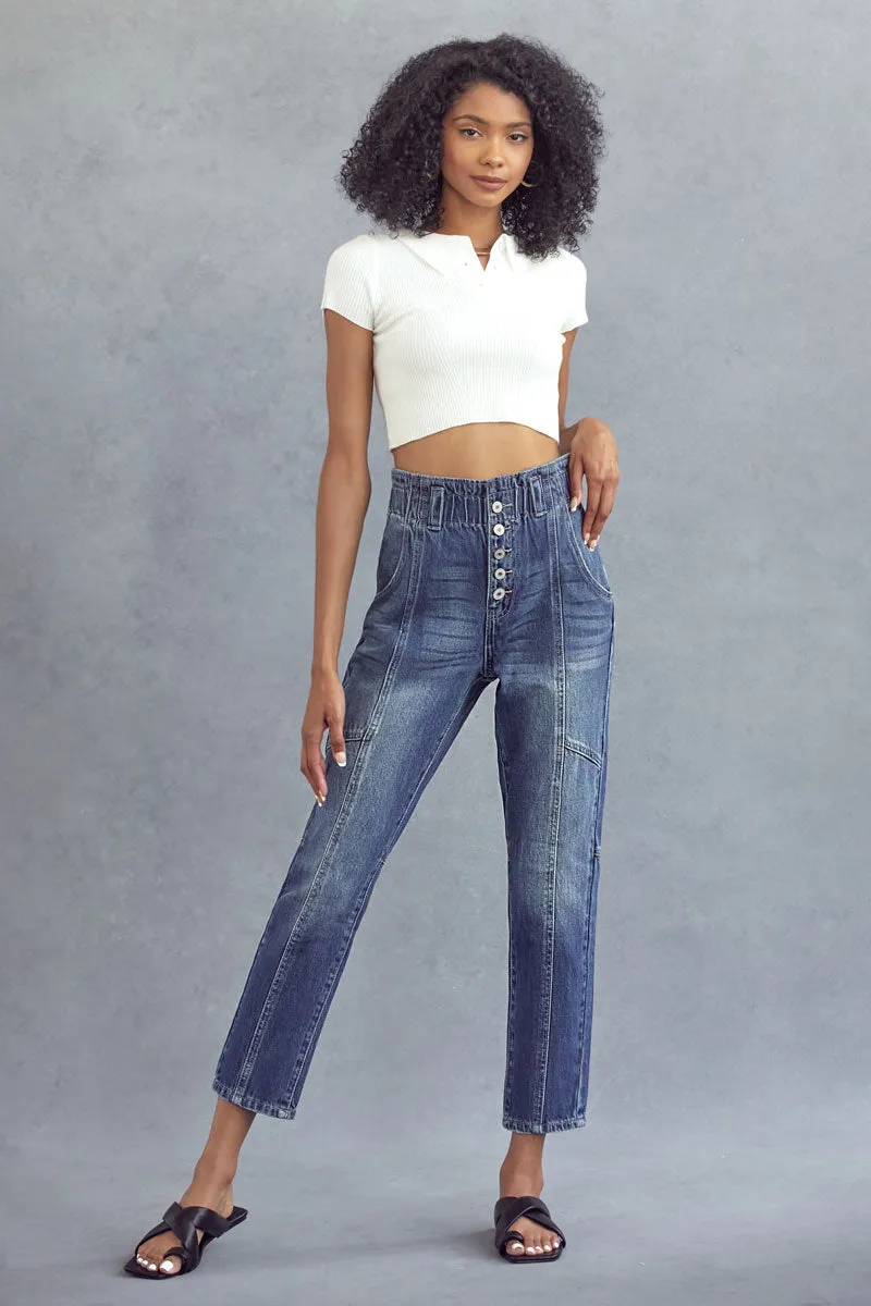 Bronte Ultra High Rise Paperbag Mom Jeans