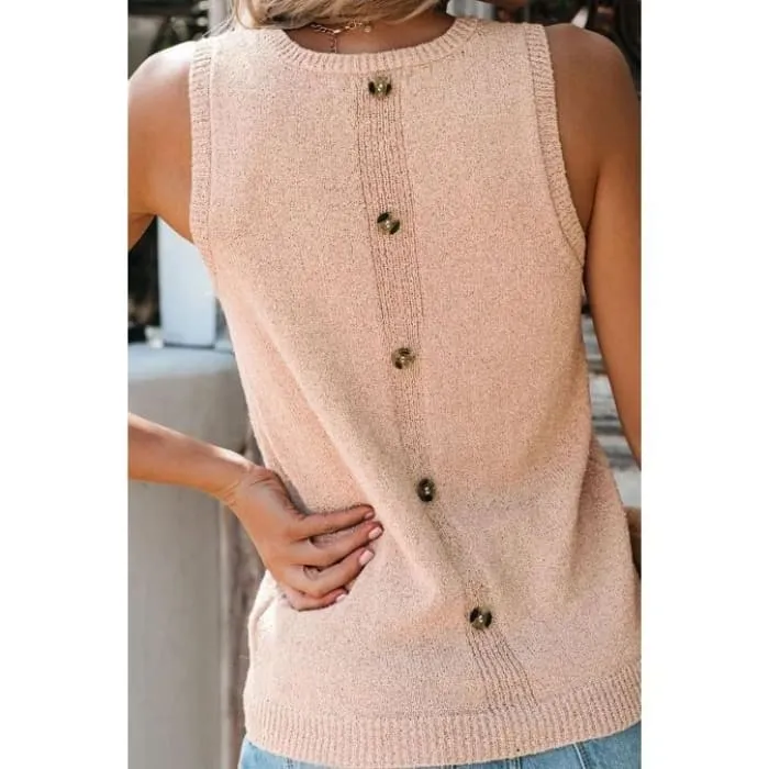 Button Back Apricot Knit Top