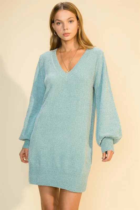 Call Me Cutie Sweater Dress-Sky Blue