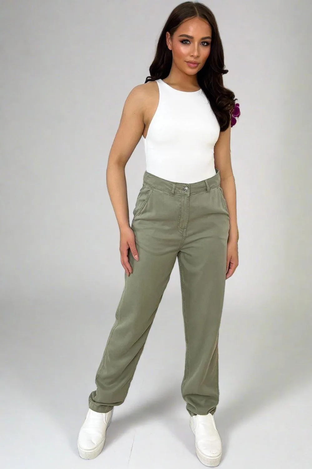 Casual Fit Straight Leg Slacks Trousers