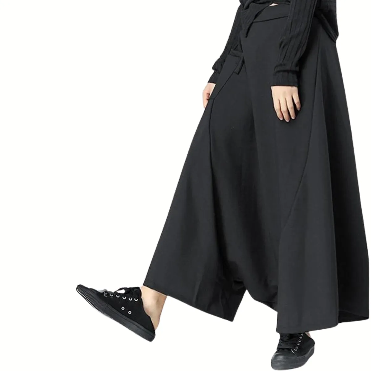 Casual Minimal Goth Wide-Legged Harem Trousers