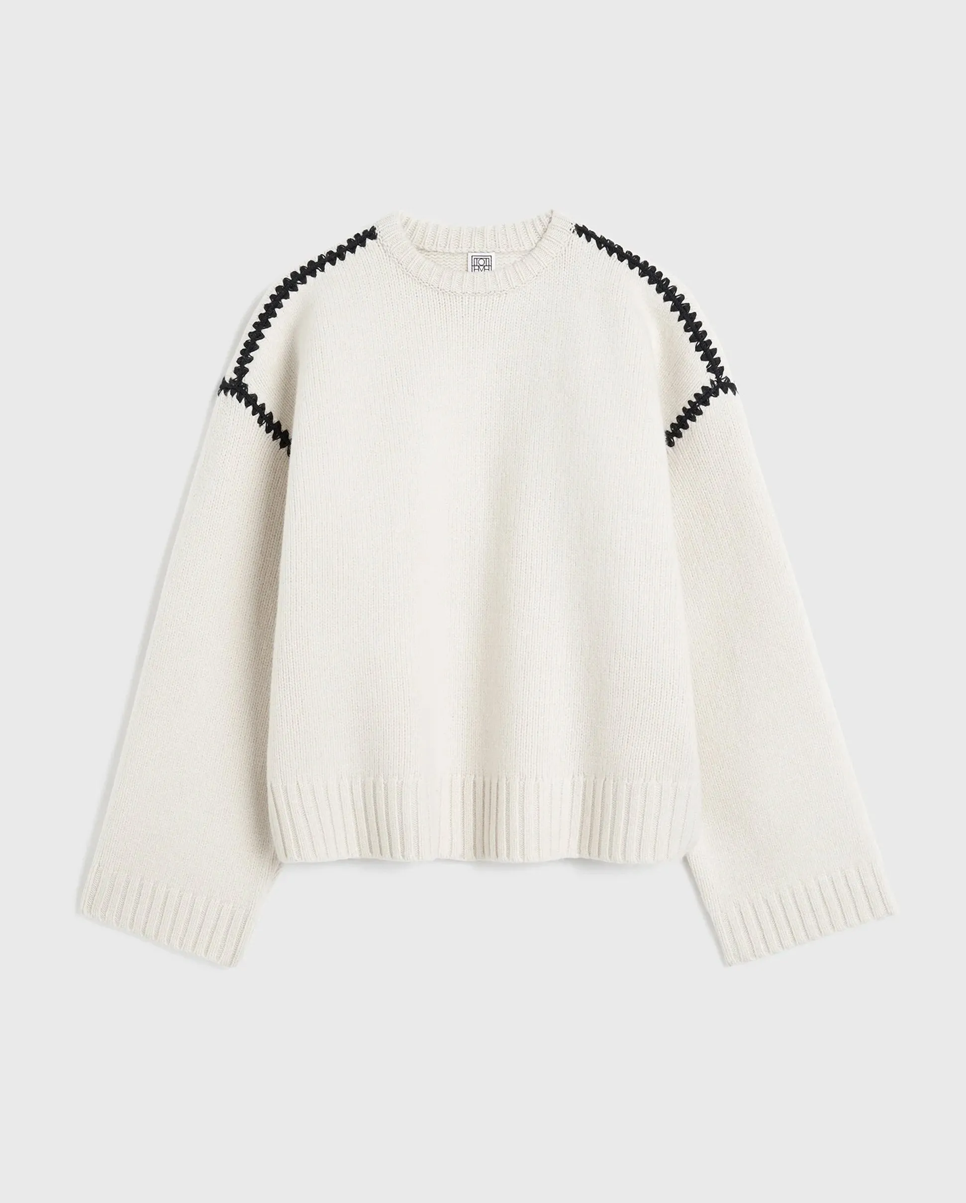 EMBROIDERED WOOL CASHMERE KNIT / SNOW