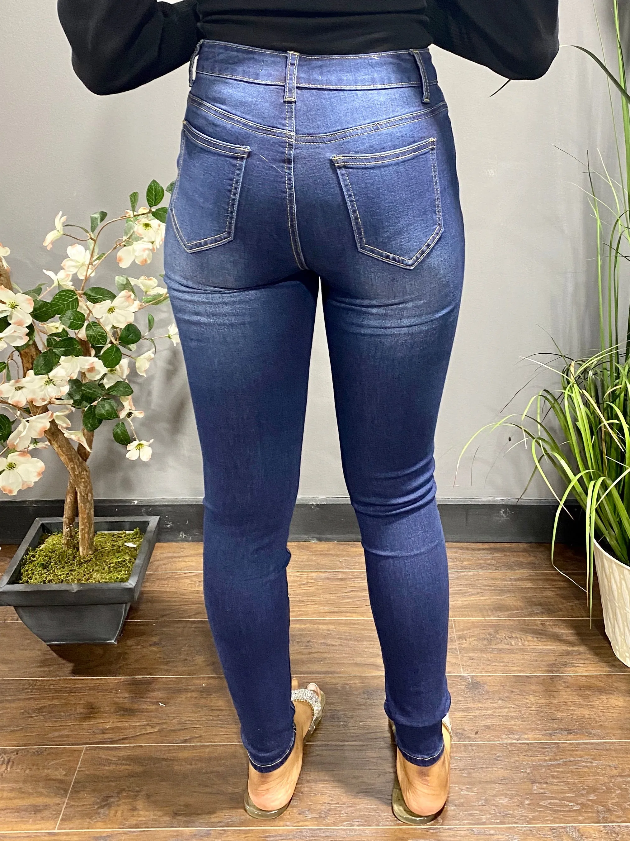 Encore High Rise Basic Skinny Jeans (Dark Navy Wash) 8120H