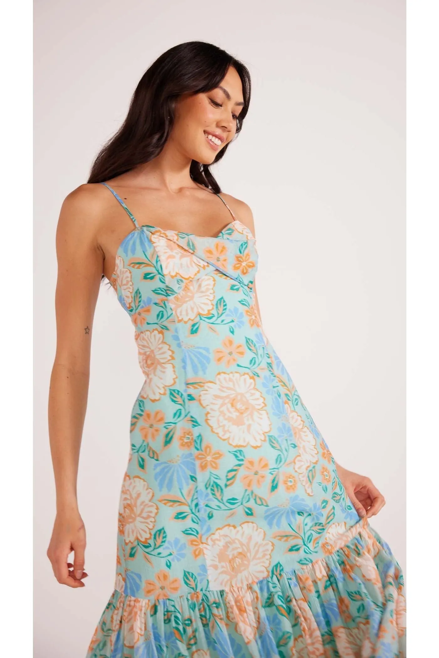 Evelyn Strappy Midaxi Dress | Mint/Multi