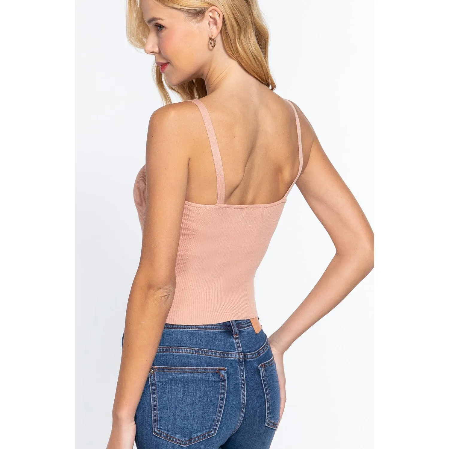 Front Closure With Hooks Sweater Cami Top