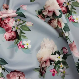 FS1151 Blue Blossom Floral Scuba Stretch Fabric