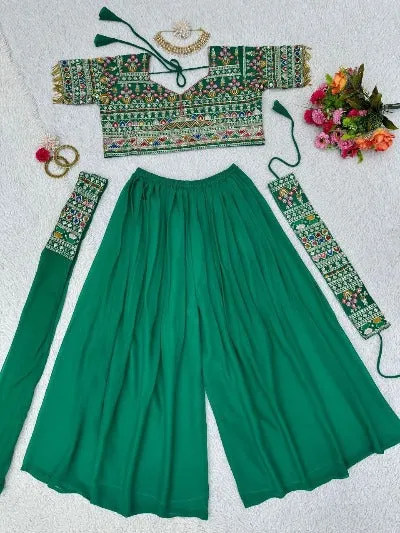 Green Heavy Sequins Georgette Lehenga Choli Set