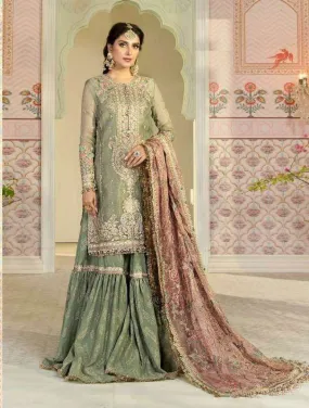 Green Pakistani Maria B Designer Suits Wedding Dress Collection