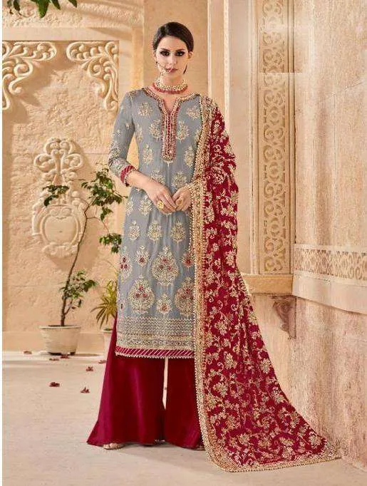 GREY HEAVY DUPATTA PARTY WEAR DESIGNER DRESS