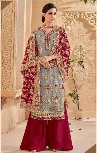 GREY HEAVY DUPATTA PARTY WEAR DESIGNER DRESS