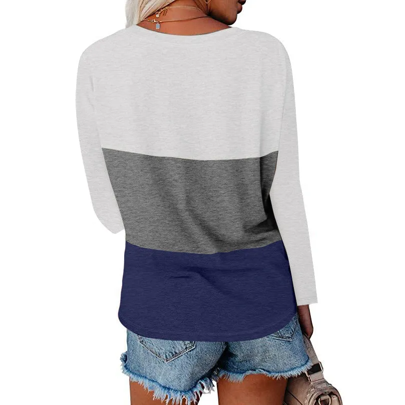 Haute Edition Women's Colorblock V-Neck Long Sleeve T-Shirt