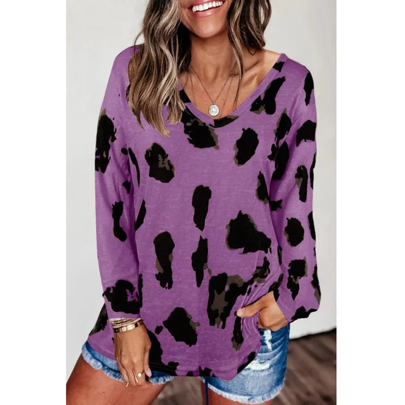 Haute Edition Women's V-Neck Leopard Print Inspired Top