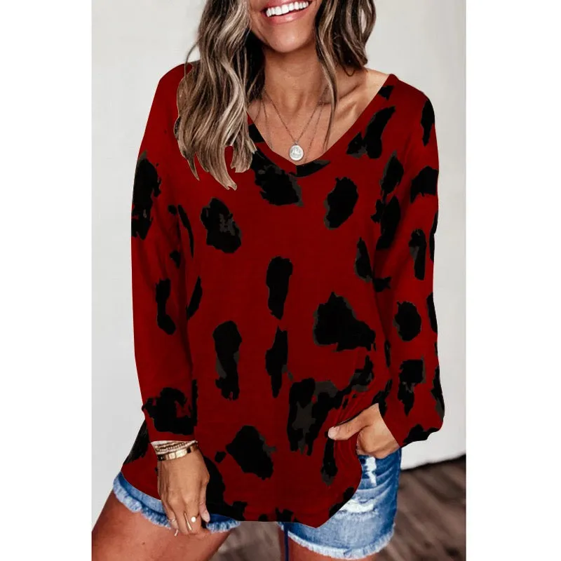 Haute Edition Women's V-Neck Leopard Print Inspired Top