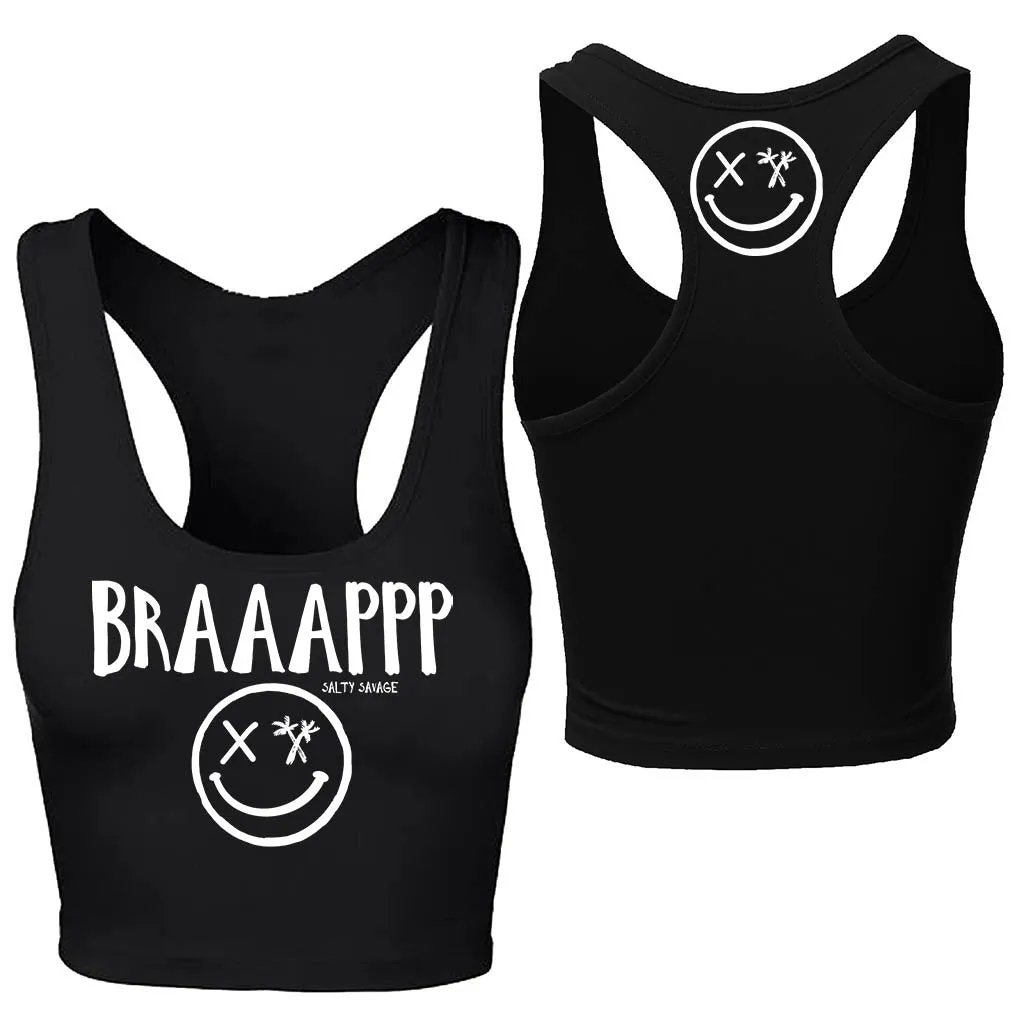 Ladies "BRAAAPPP" Racerback Crop Tank