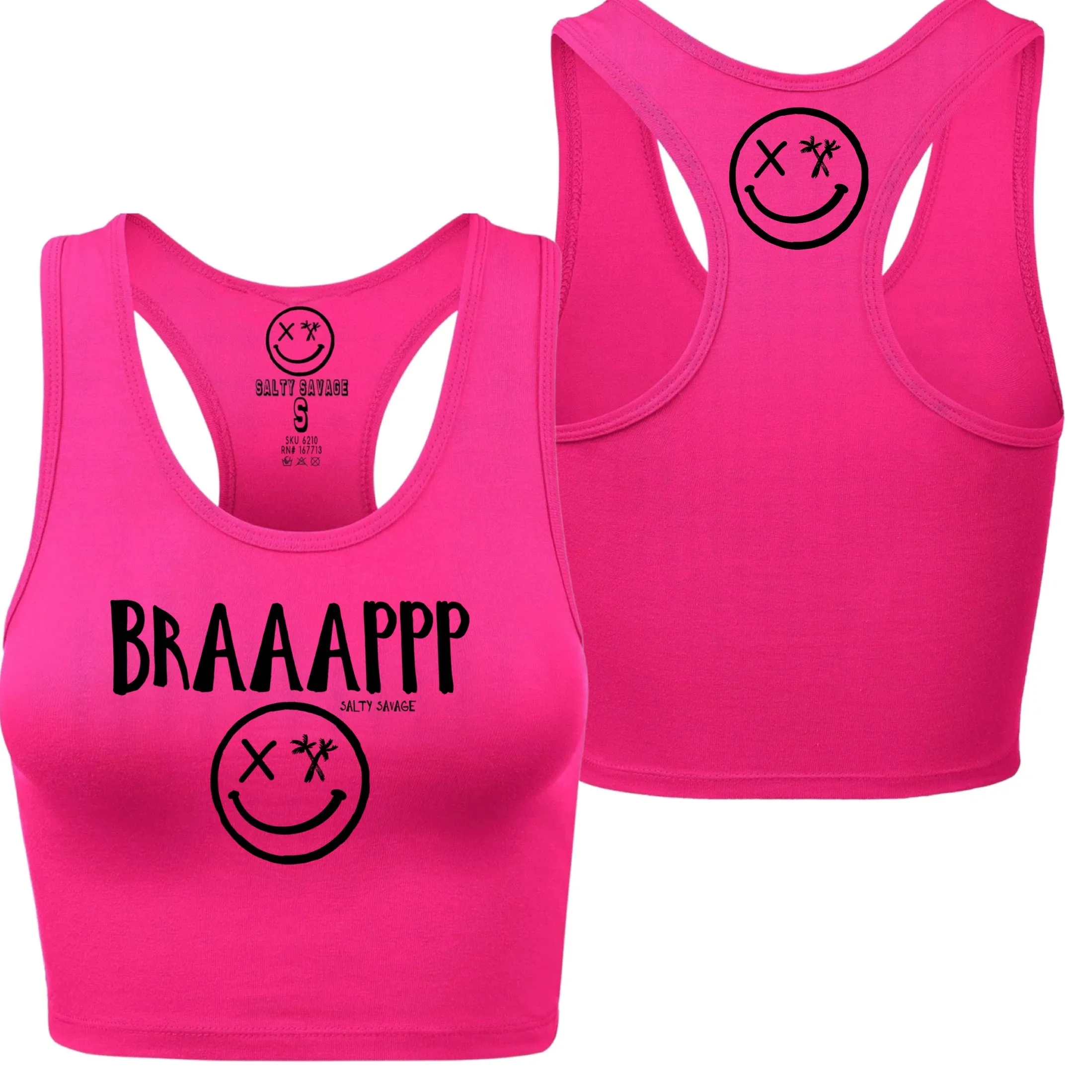 Ladies "BRAAAPPP" Racerback Crop Tank