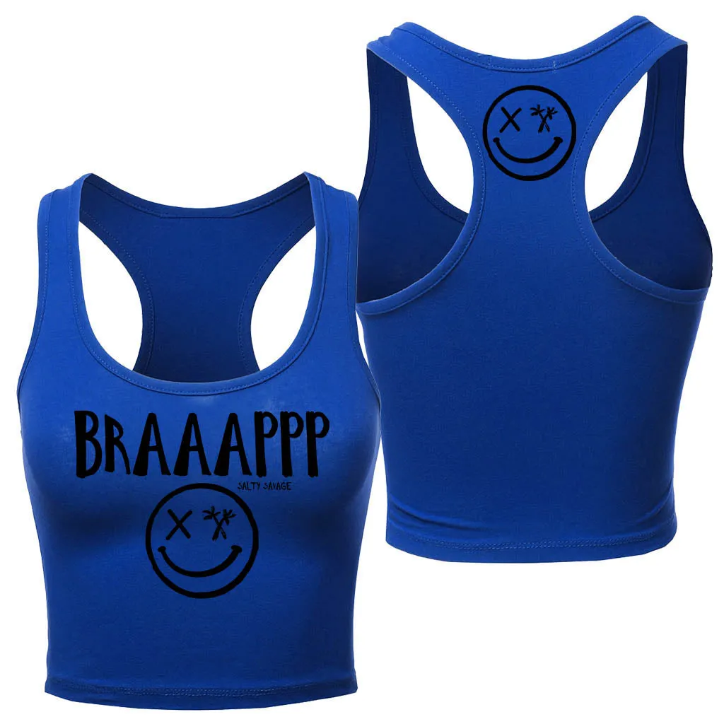 Ladies "BRAAAPPP" Racerback Crop Tank