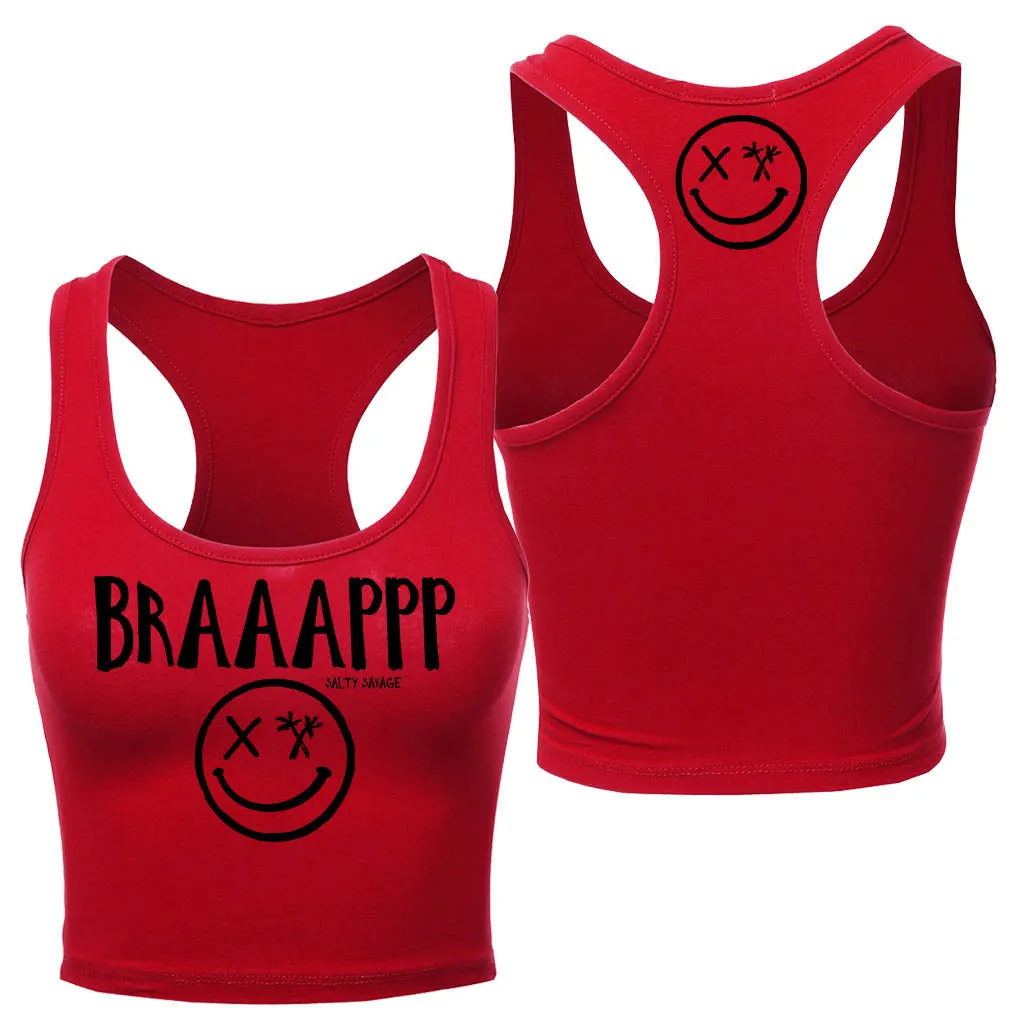 Ladies "BRAAAPPP" Racerback Crop Tank