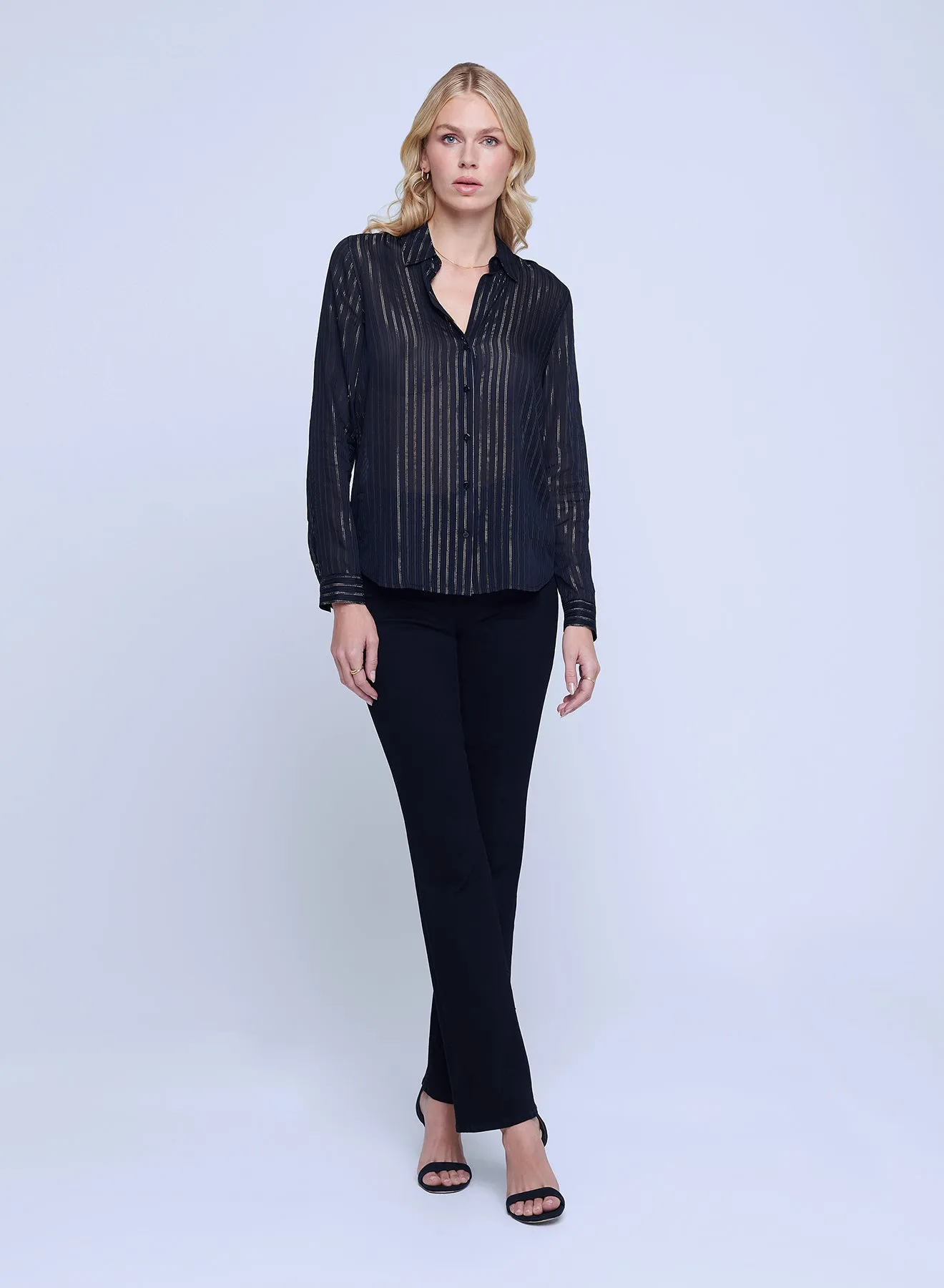 L’agence - Laurent Shirt - Black/Gold Stripe