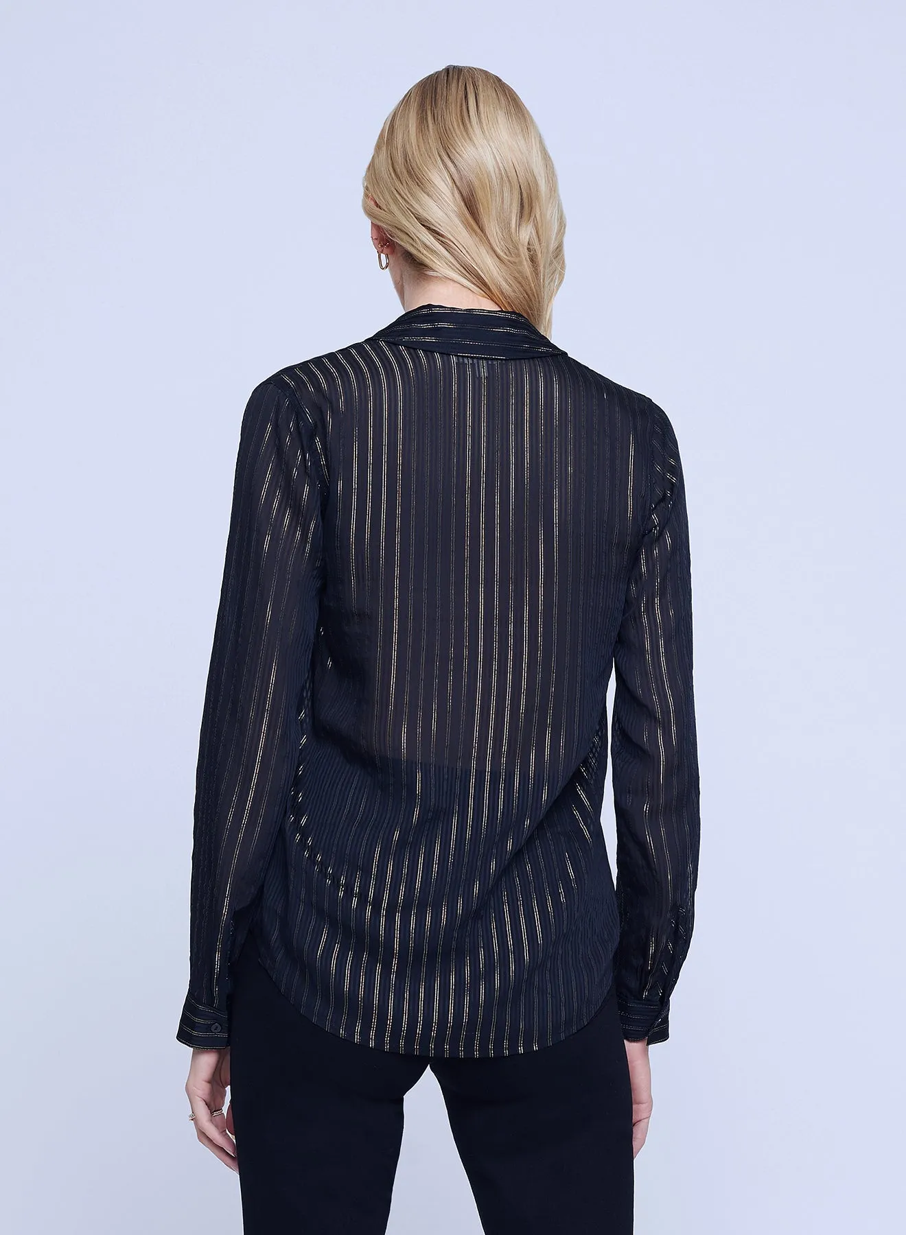 L’agence - Laurent Shirt - Black/Gold Stripe