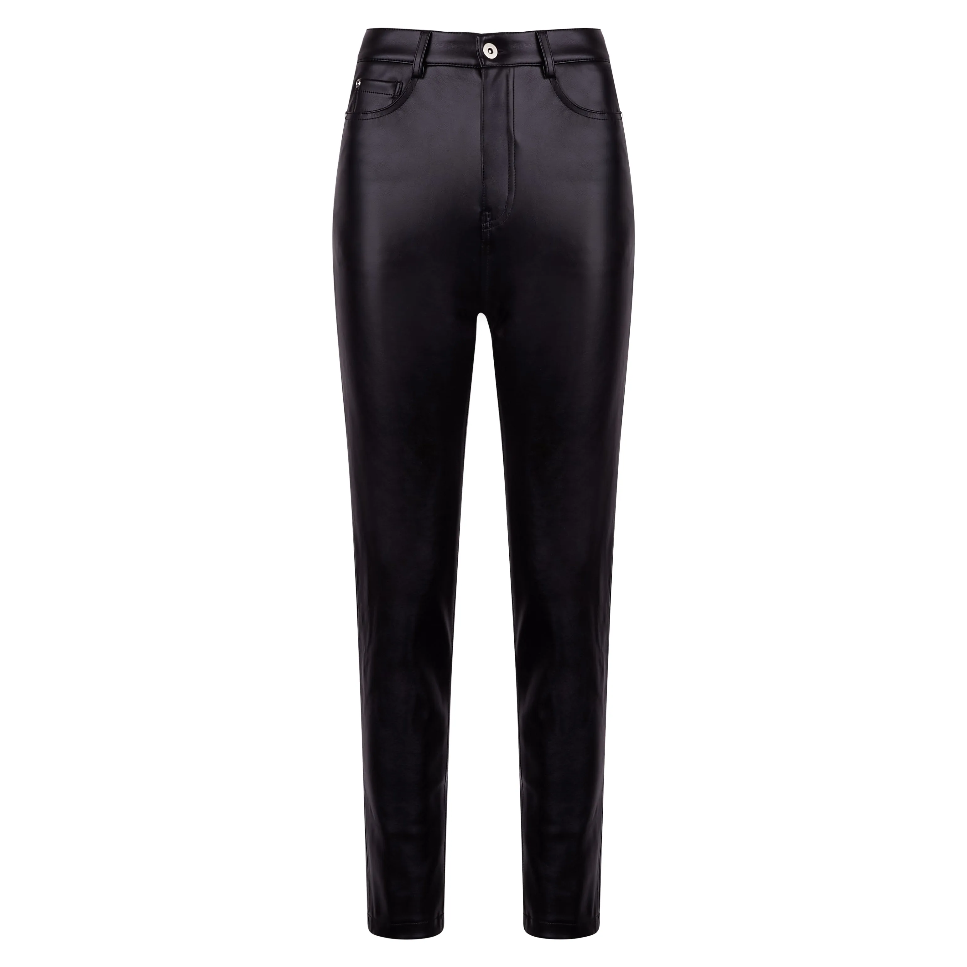 Leather Mom Trousers - Black