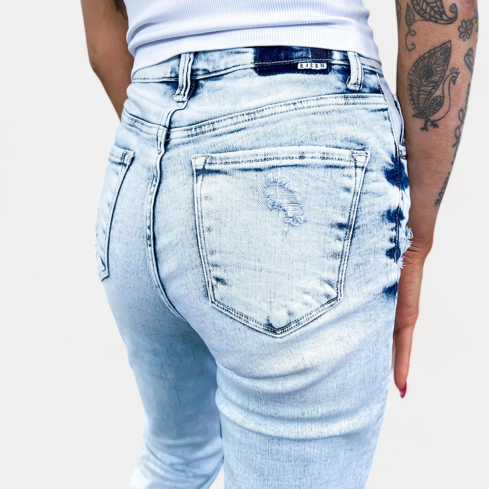 Light Acid High Waist Straight Crop Jeans