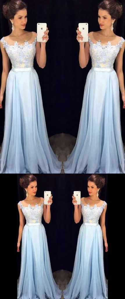 Light Blue Prom Dress, Evening Dress ,Winter Formal Dress, Pageant Dance Dresses, Graduation School Party Gown, PC0093