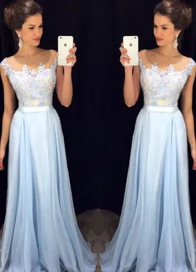 Light Blue Prom Dress, Evening Dress ,Winter Formal Dress, Pageant Dance Dresses, Graduation School Party Gown, PC0093