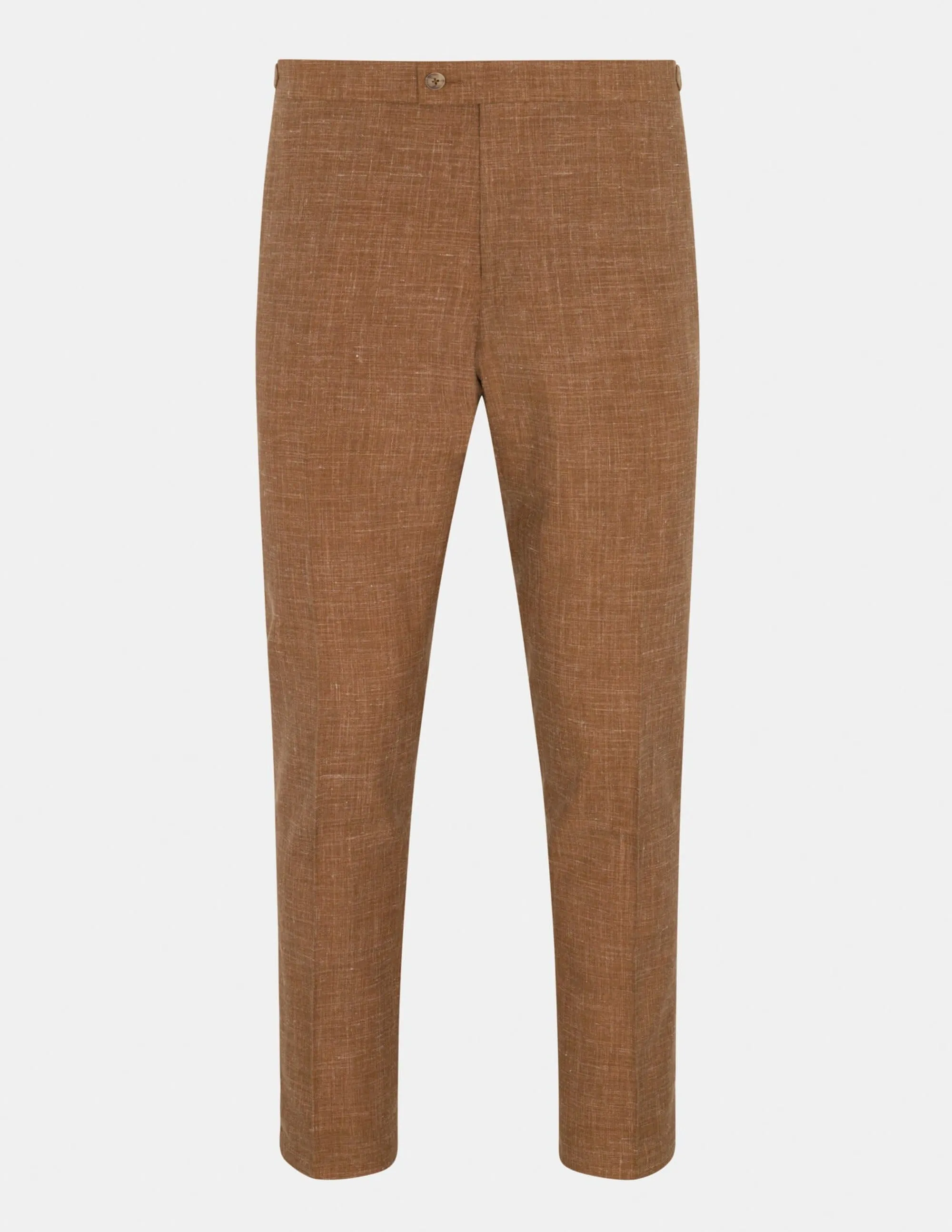 Light Orange Wool Silk Linen Trousers