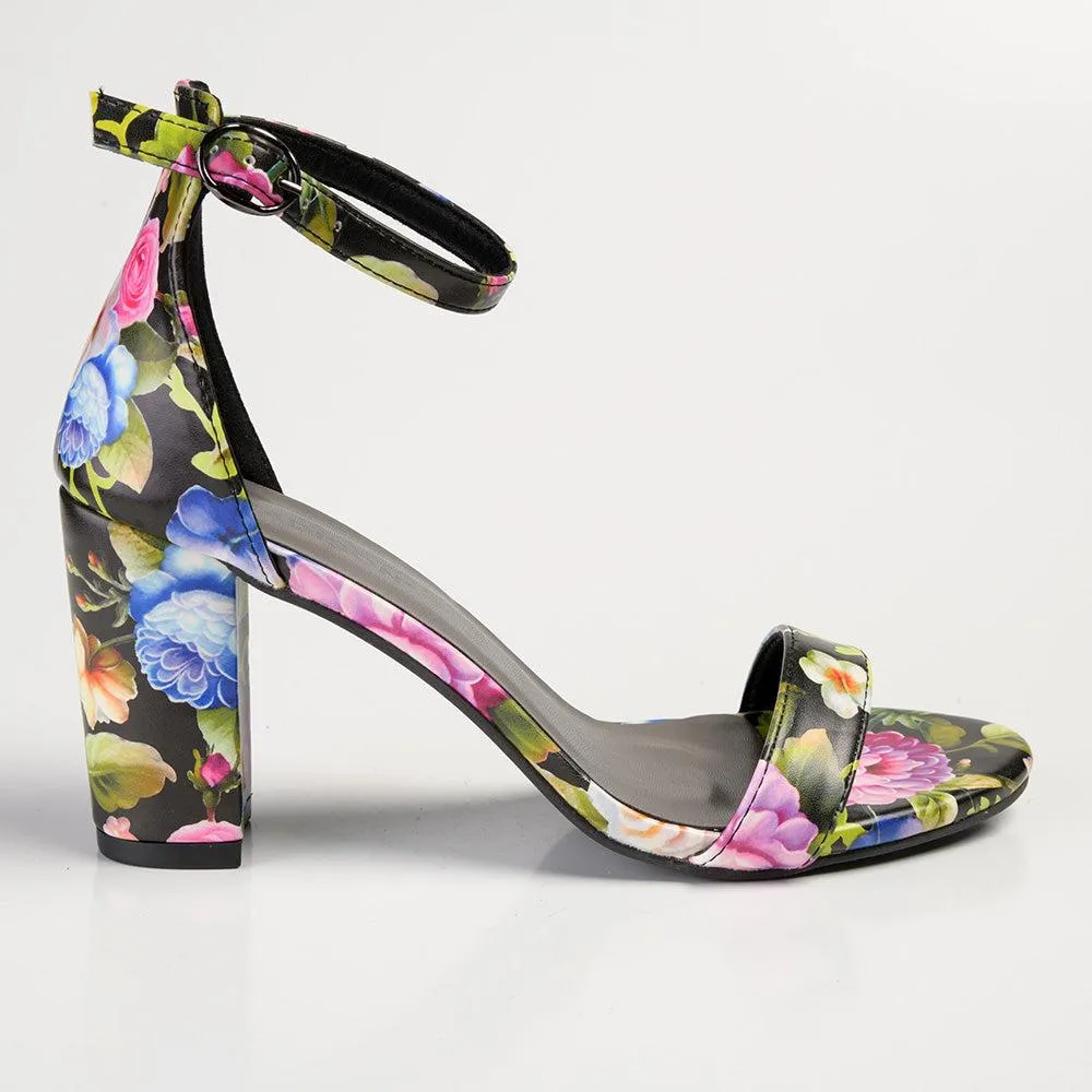 Madison Viv Ankle Strap Sandal - Black Floral