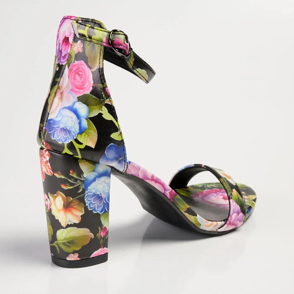 Madison Viv Ankle Strap Sandal - Black Floral