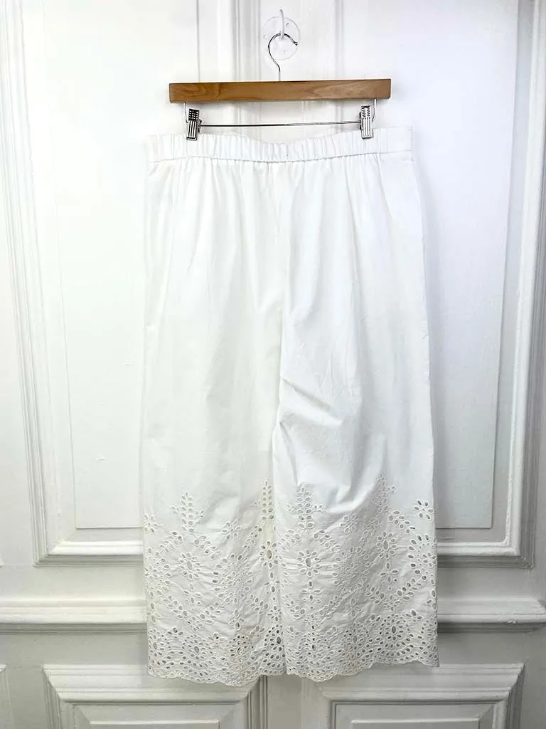 Malissa J 7/8 Broderie Anglaise Trousers - White