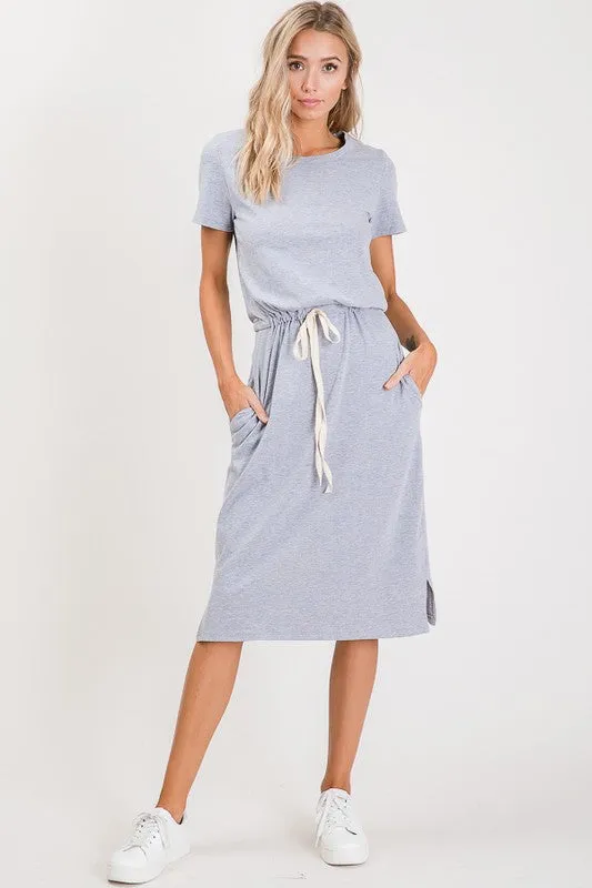 Melody Casual Midi Dress in Grey