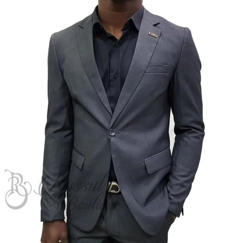 Men's Suit with Single Button | Grey