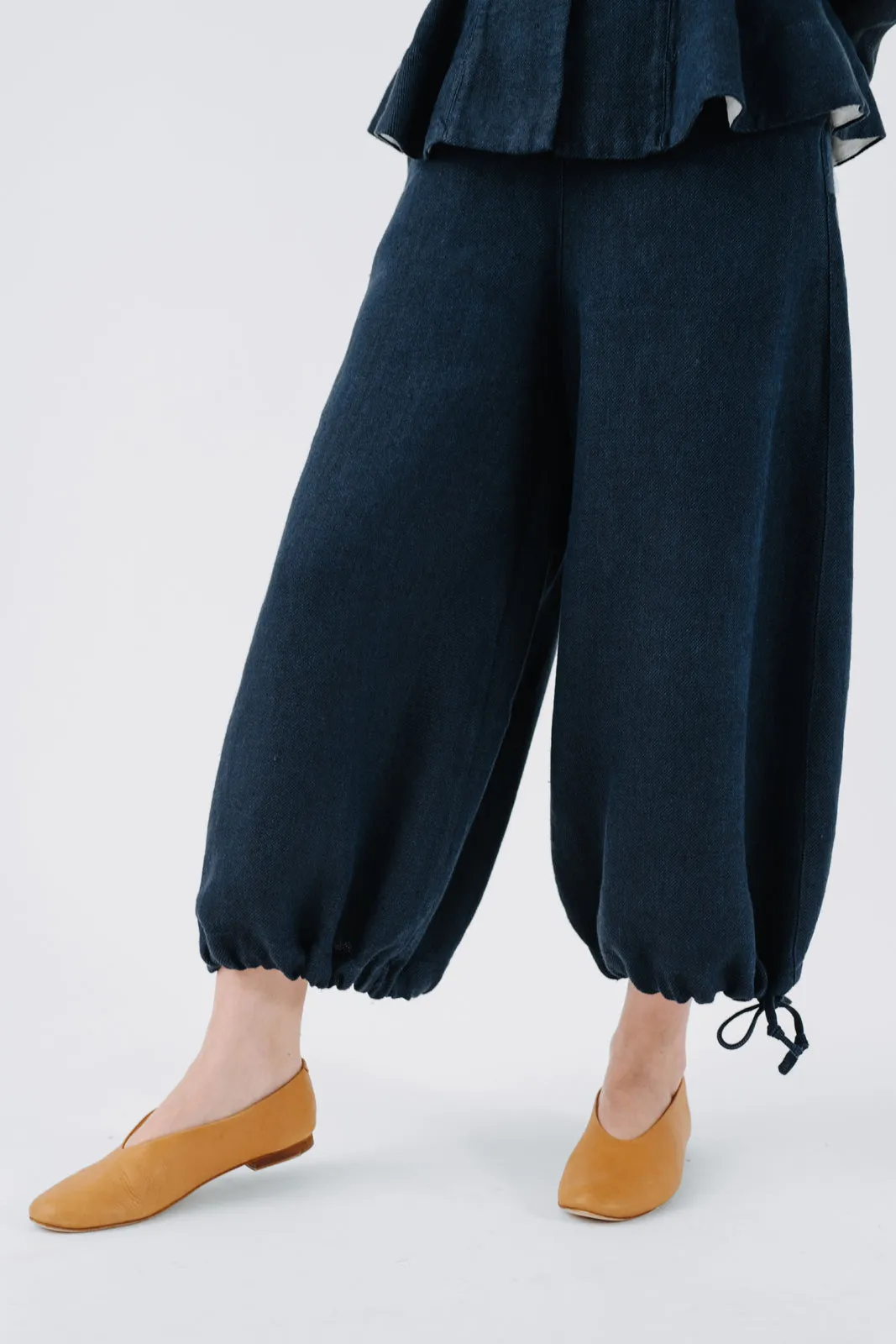 Midi Charlotte Trousers, Twill Linen, Night Navy